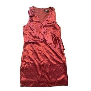 Holiday Lulus Red Vneck Ruffle Detail Sleeveless Dress